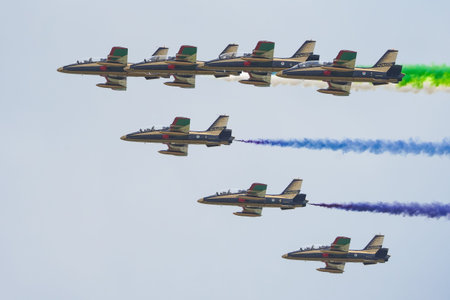 ISTANBUL, TURKIYE - MAY 01, 2023: Fursan Al Emarat, United Arab Emirates Air Force aerobatic...