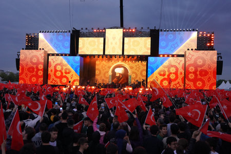 ISTANBUL, TURKIYE - MAY 29, 2023: Stage in celebrations of anniversary of Istanbuls conquestのeditorial素材