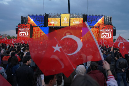 ISTANBUL, TURKIYE - MAY 29, 2023: Stage in celebrations of anniversary of Istanbuls conquestのeditorial素材