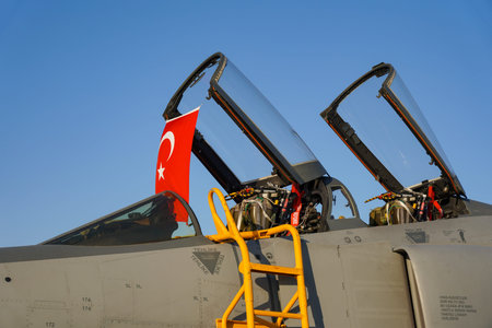 ISTANBUL, TURKIYE - MAY 01, 2023: Turkish Air Force McDonnell Douglas F-4E 2020 display in Istanbul...