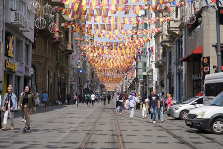ISTANBUL, TURKIYE - JUNE 18, 2023: Crowd of People on Istiklal Street, Beyogluのeditorial素材