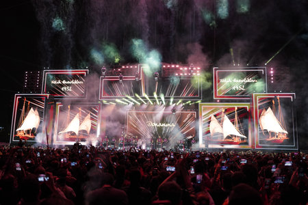 ISTANBUL, TURKIYE - MAY 29, 2023: Stage in celebrations of anniversary of Istanbuls conquestのeditorial素材