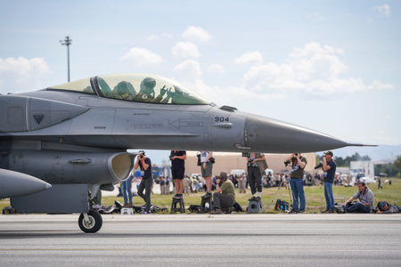 KONYA, TURKIYE - MAY 09, 2023: Pakistan Air Force Lockheed Martin F-16C Fighting Falcon (JE-4)...