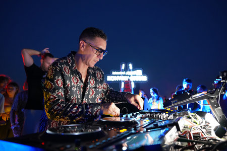 ISTANBUL, TURKIYE - JUNE 21, 2023: DJ Performs during Longest Day event in Istanbul Grand Airport
