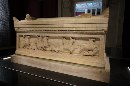 ISTANBUL, TURKIYE - JULY 13, 2023: Sarcophagus in Istanbul Archaeological Museumsのeditorial素材