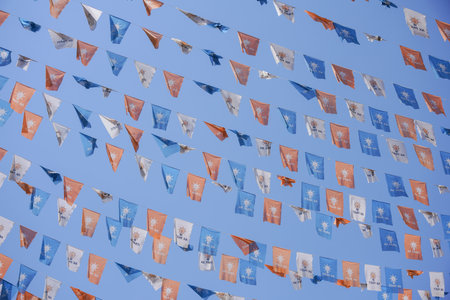 BURSA, TURKIYE - JULY 01, 2023: Justice and Development Party flags before electionsのeditorial素材