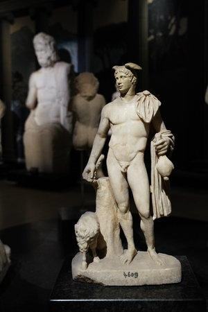 ISTANBUL, TURKIYE - JULY 13, 2023: Ancient Historical Artifact in Istanbul Archaeological Museums