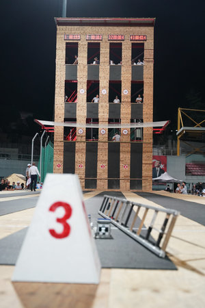 ISTANBUL, TURKIYE - SEPTEMBER 02, 2023: Fireman compete in Fire and Rescue Sports World Championship...