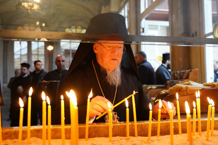 ISTANBUL, TURKEY - JANUARY 06, 2024: Celebration of Epiphany in Ecumenical Patriarchate of...