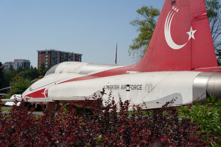 ESKISEHIR, TURKIYE - SEPTEMBER 17, 2023: Turkish Air Force Canadair F-5A displayed at Vecihi Hurkus...