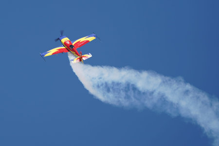 ESKISEHIR, TURKIYE - SEPTEMBER 17, 2023: Romanian Hawks Aerobatics Team Extra 330SC (SC100)...