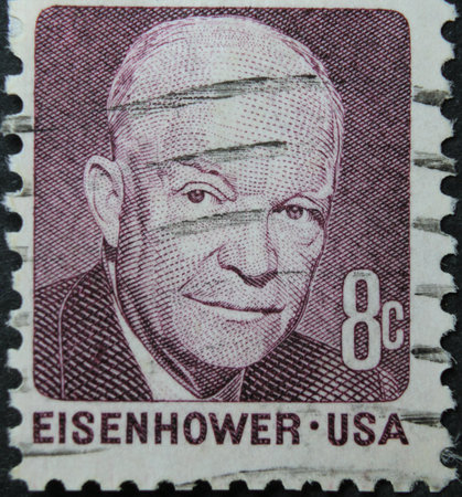 ISTANBUL, TURKEY - JANUARY 24, 2021: United States stamp shows Dwight David Eisenhower circa 1970のeditorial素材