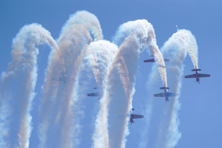ISTANBUL, TURKIYE - MAY 01, 2023: Moroccan Marche Verte - Green March aerobatic demonstration team...