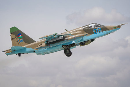 KONYA, TURKIYE - MAY 09, 2023: Azerbaijani Air Force Sukhoi Su-25 Frogfoot (25508101029) take-off...