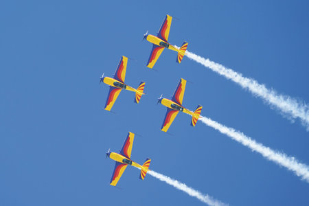ESKISEHIR, TURKIYE - SEPTEMBER 17, 2023: Romanian Hawks Aerobatics Team displayed at Sivrihisar SHG...