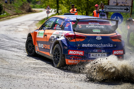 BURSA, TURKIYE - MAY 18, 2024: Rally car race in Bursa Rally