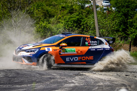 BURSA, TURKIYE - MAY 18, 2024: Rally car race in Bursa Rally