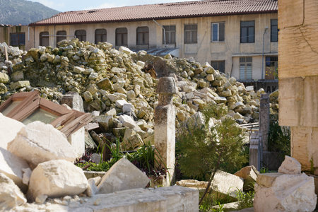 HATAY, TURKIYE - FEBRUARY 26, 2024: Damaged buildings in Hatay City after 6 February 2023 Earthquakesのeditorial素材