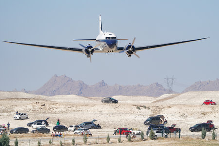ESKISEHIR, TURKIYE - SEPTEMBER 17, 2023: M.S.O Air and Space Museum Douglas DC-3A (2204) displayed at Sivrihisar SHG Airshowのeditorial素材