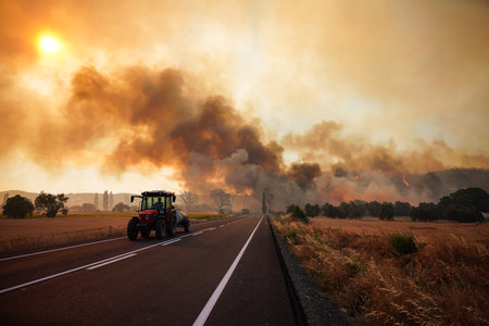CANAKKALE, TURKIYE - JUNE 18, 2024: Firefighters extinguish forest fire in Gallipoliのeditorial素材