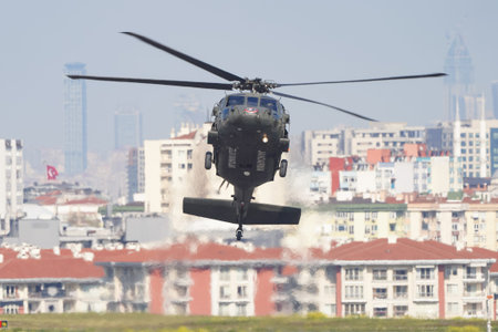 ISTANBUL, TURKIYE - MAY 01, 2023: Turkish Jandarma Force Sikorsky S-70 displayed at Istanbul Ataturk...