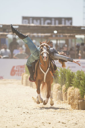 ISTANBUL, TURKIYE - JUNE 08, 2024: Riding Show during Etnospor Culture Festival