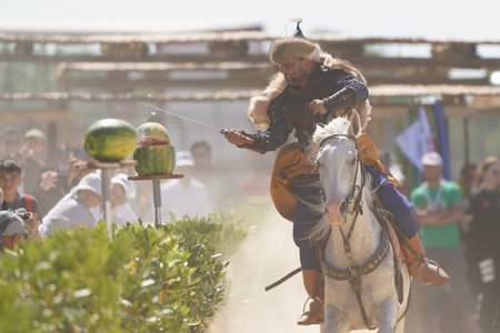 ISTANBUL, TURKIYE - JUNE 08, 2024: Riding Show during Etnospor Culture Festival