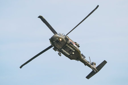 ISTANBUL, TURKIYE - APRIL 29, 2023: Turkish Jandarma Force Sikorsky S-70 (702040) displayed at...