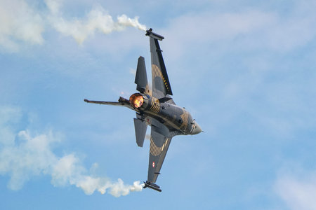 ISTANBUL, TURKIYE - APRIL 29, 2023: SOLOTURK, Turkish Air Force General Dynamics F-16C Fighting...