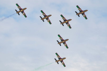 ISTANBUL, TURKIYE - APRIL 29, 2023: Fursan Al Emarat, United Arab Emirates Air Force aerobatic...