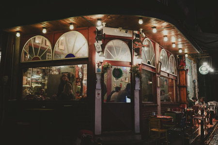 ISTANBUL, TURKIYE - JANUARY 27, 2024: Coffee shops in Fener District, Istanbul