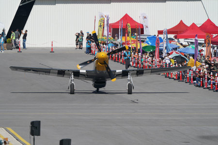ESKISEHIR, TURKIYE - SEPTEMBER 16, 2023: M.S.O Air and Space Museum North American P-51D Mustang...