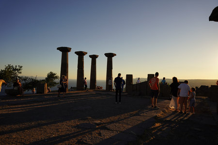 CANAKKALE, TURKIYE - JUNE 19, 2024: Ruins of the Temple of Athena in Assos ancient city