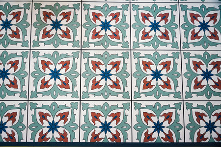 ISTANBUL, TURKIYE - JULY 20, 2024: Blue Tile in Yildiz Hamidiye Mosque in Istanbul