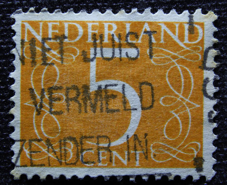 ISTANBUL, TURKEY - JANUARY 01, 2021: Holland stamp 5 Centのeditorial素材