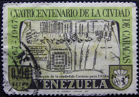 ISTANBUL, TURKEY - JANUARY 02, 2021: Venezuela stamp shows Caracas circa 1967のeditorial素材