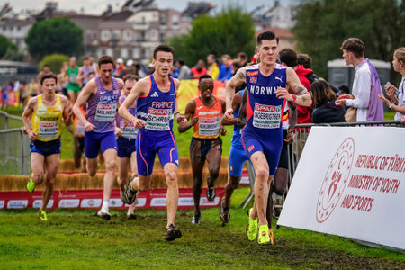 ANTALYA, TURKIYE - DECEMBER 08, 2024: Athletes running during European Cross Country Championshipsのeditorial素材