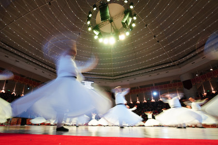 KONYA, TURKIYE - DECEMBER 14, 2024: Whirling Dervishes at Sema ceremony during Seb-i Arus, The Wedding Day in Konya Cityのeditorial素材