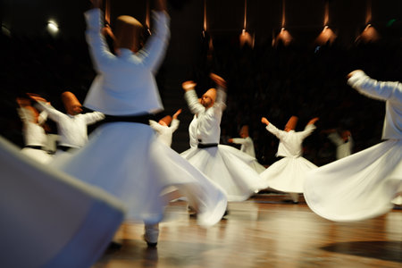 KONYA, TURKIYE - DECEMBER 14, 2024: Whirling Dervishes at Sema ceremony during Seb-i Arus, The Wedding Day in Konya Cityのeditorial素材