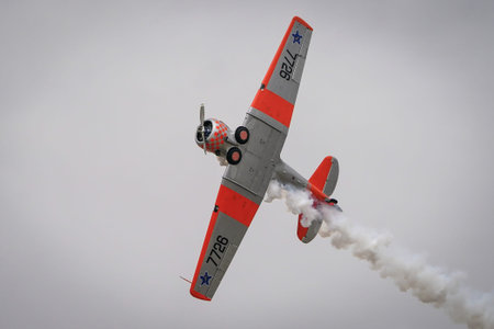 ESKISEHIR, TURKIYE - SEPTEMBER 22, 2024: Private North American AT-6G Texan (SA079) display in Sivrihisar SHG Airshowのeditorial素材