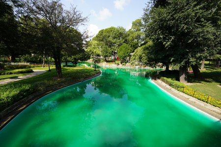 Garden of Yildiz Palace in Istanbul City, Turkiyeの写真素材