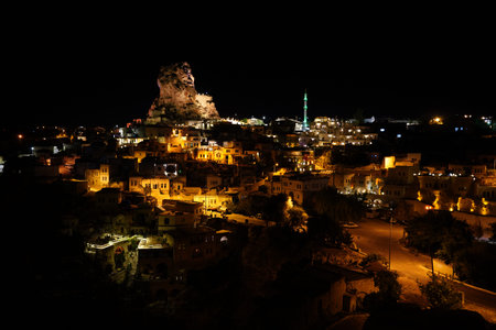 Ortahisar Town in Cappadocia, Nevsehir City, Turkiyeの写真素材