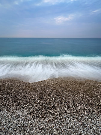 Long Exposure of Waves in Turkeyの写真素材
