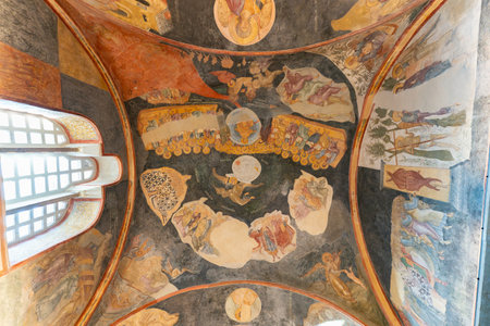 ISTANBUL, TURKIYE - MARCH 01, 2025: Fresco in Chora Church, Kariye Mosque in Fstih Districtの写真素材