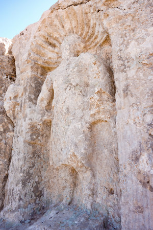 Statue in Sumatar Ruins in Sanliurfa City, Turkiyeの写真素材