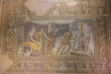 GAZIANTEP, TURKIYE - FEBRUARY 01, 2025: Daedalus Mosaic in Zeugma Mosaic Museumのeditorial素材