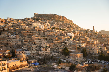Sunrise View of Mardin City in Turkeyの写真素材
