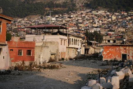Damaged building in Antakya, Hatay City after 6 February 2023 Earthquakesの写真素材