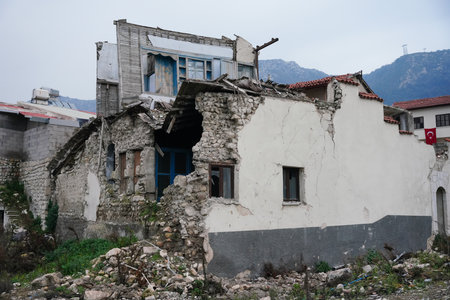 Damaged building in Antakya, Hatay City after 6 February 2023 Earthquakesの写真素材