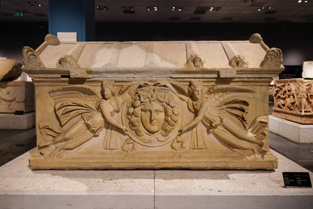 ANTALYA, TURKIYE - MARCH 23, 2025: Sarcophagus in Antalya Archeological Museumのeditorial素材